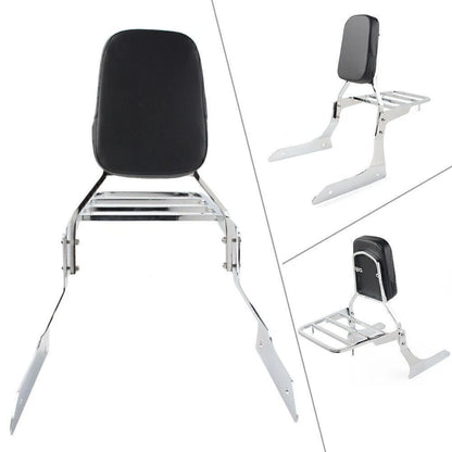 Chrome Passenger Backrest Sissy Luggage Rack for Yamaha XVS1300A V Star (2011–2017)