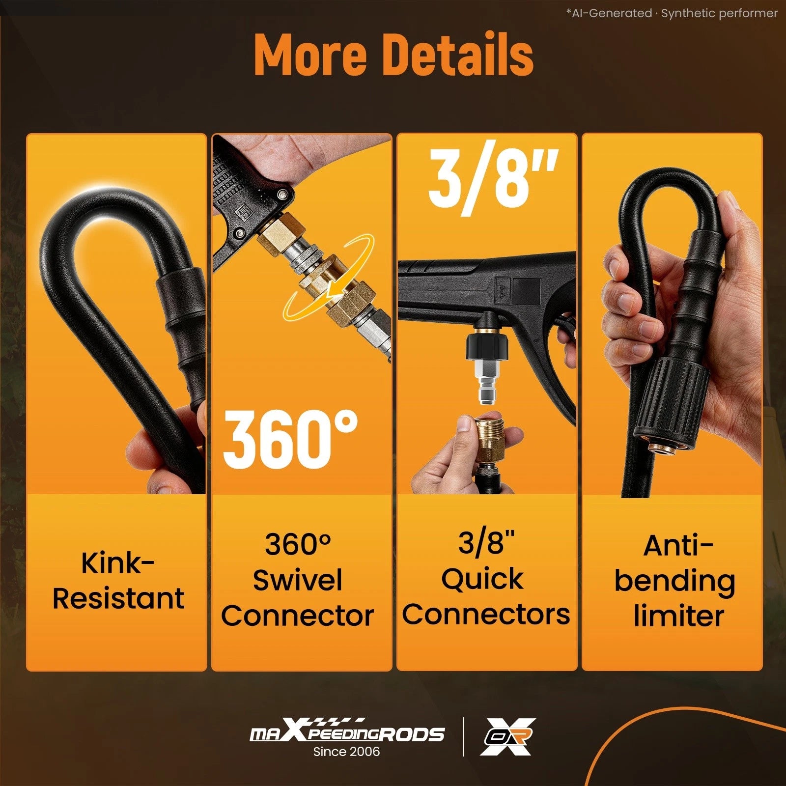 3/8" High Pressure Washer Hose for (100ft, 4200PSI)