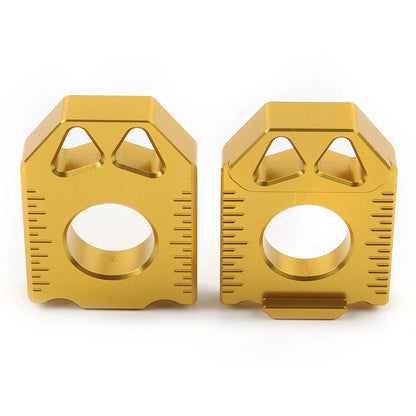 2X CNC Rear Chain Adjuster Axle Block for Suzuki DRZ400SM (2004–2015) Gold