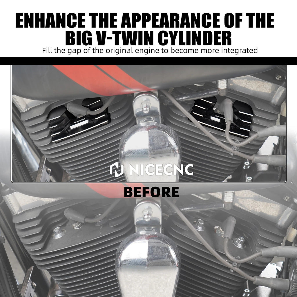 Pair Finned Spark Plug Covers for Harley Dyna Convertible (1994–2000)