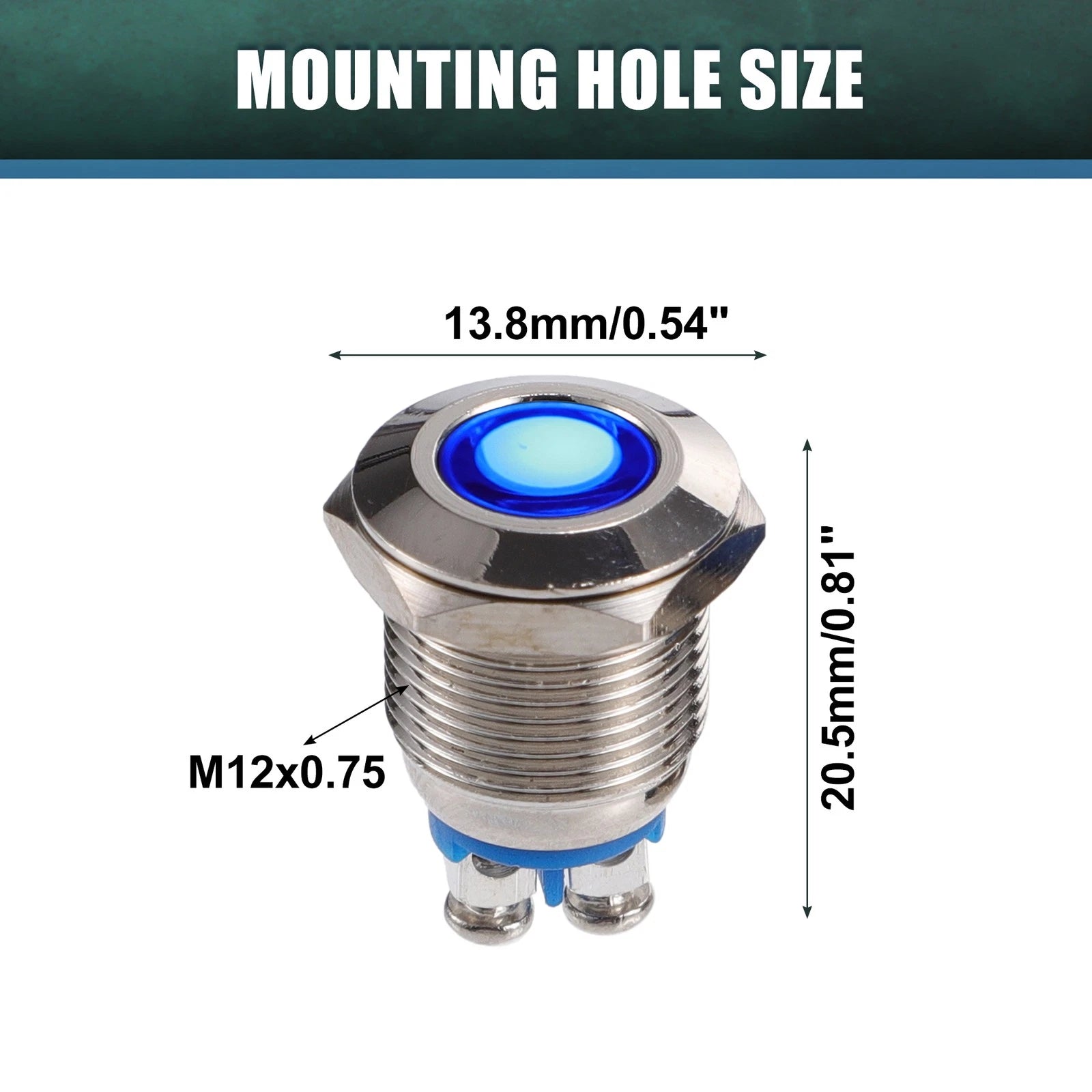 5 Pcs 12mm LED Waterproof Pilot Indicator Light for Universal