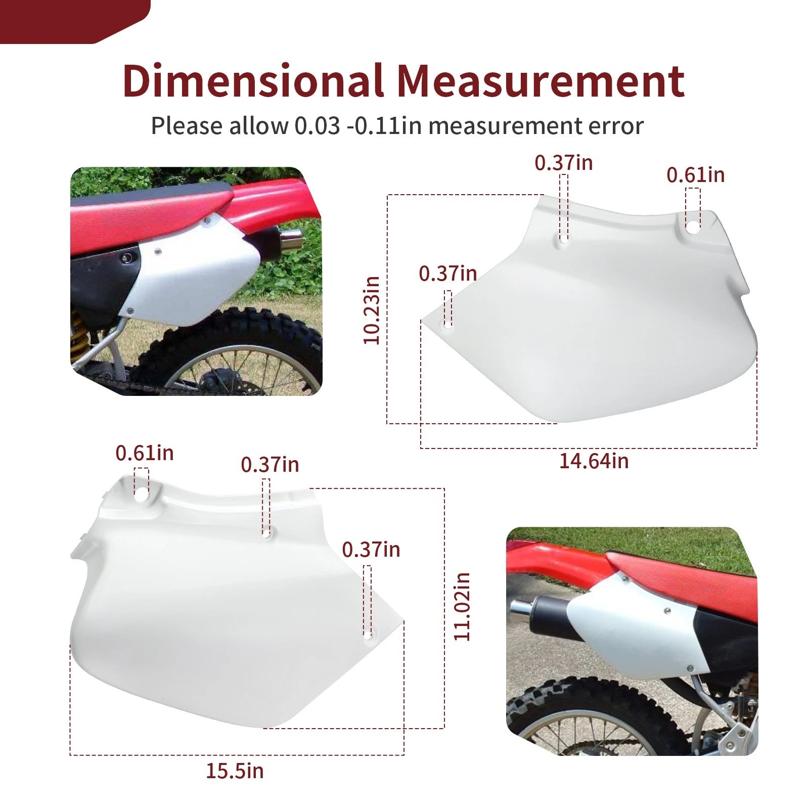 Set of 2 White Side Panels for Honda XR250R XR400R (1996–2004)