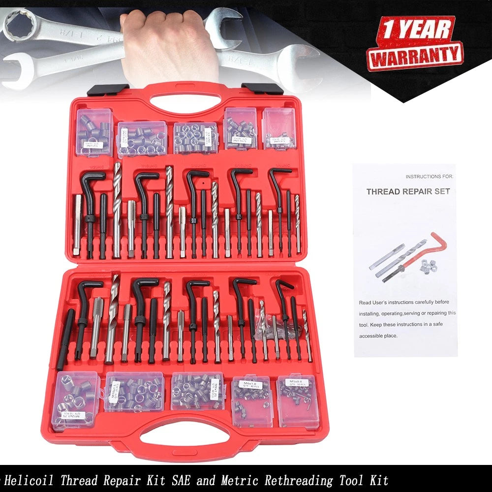 Helicoil Thread Repair Kit 338-Piece SAE & Metric Rethreading Tool