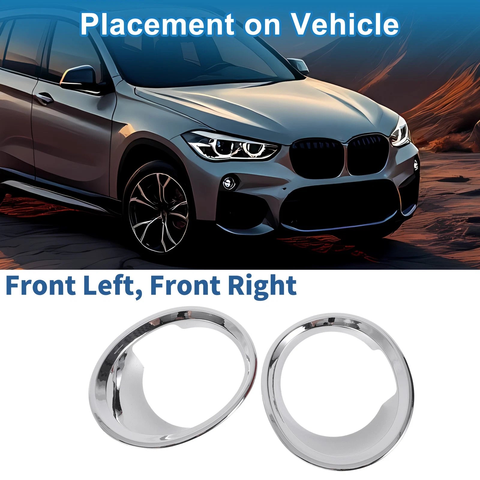 Headlight Trim Bezel Set for BMW X1 F48 Front Left Right (2016–2019)