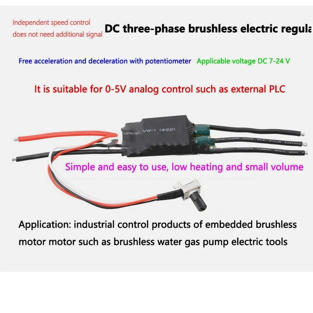 1000W Brushless Motor Controller DC 6V-24V for PLC Integration