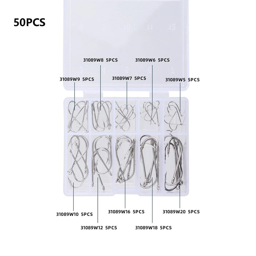100pc Double Barb Long Shank Ringed Eye Surf Fishing Hooks