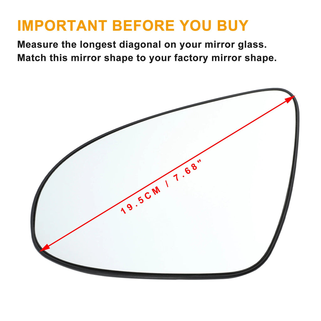 Left Side White Mirror Glass w/ Back for Citroen C1 (2014–2022)