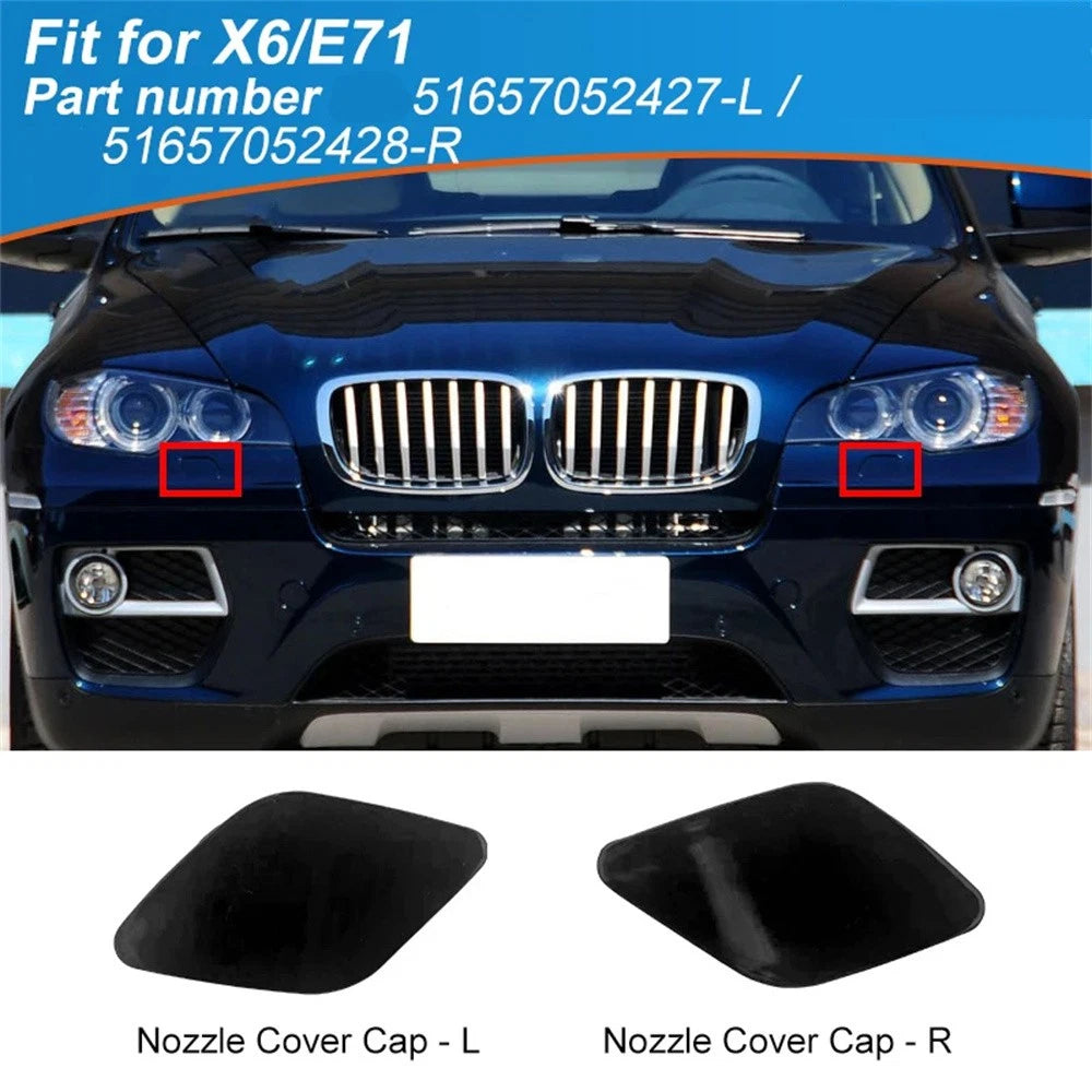 Front L&R Headlight Washer Nozzle Cover 51657052427 For BMW X6 E70 E71 2008-2014