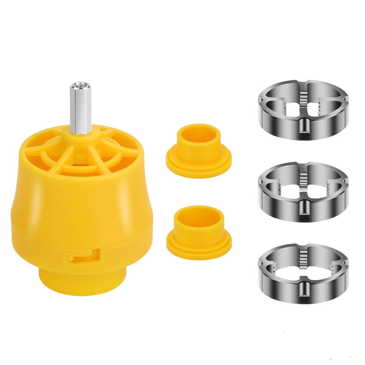 PVC Thread Maker Tool with 3 Dies for Electric Drill (5/16 Hex Shank)