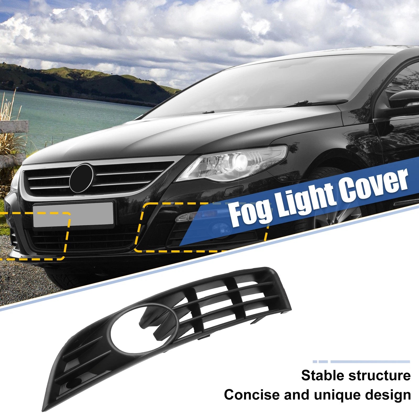 Fog Light Grille Cover Front Left Driver Side Replacement for Volkswagen Passat (2006–2010)