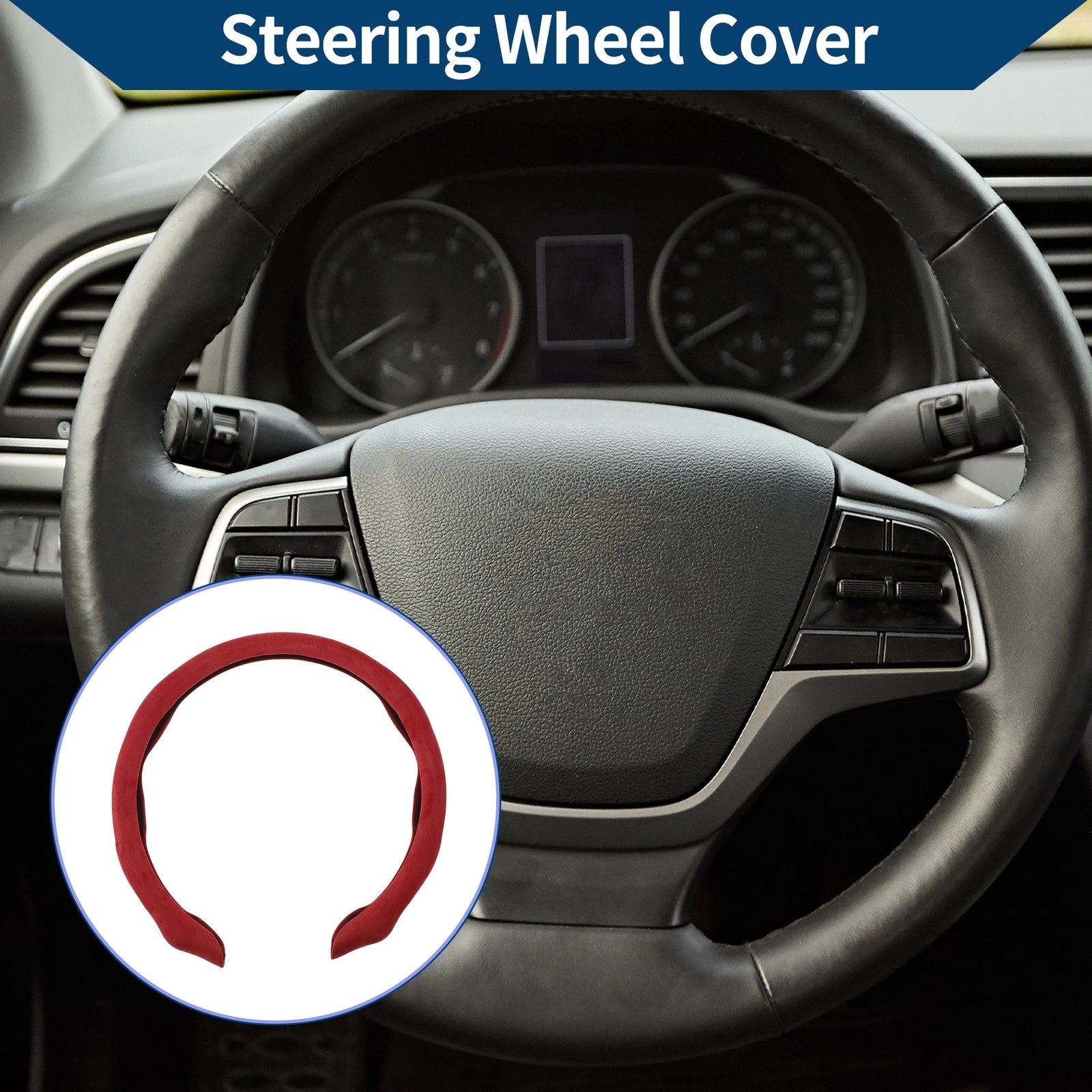 Steering Wheel Cover for Car (14.96", Red)
