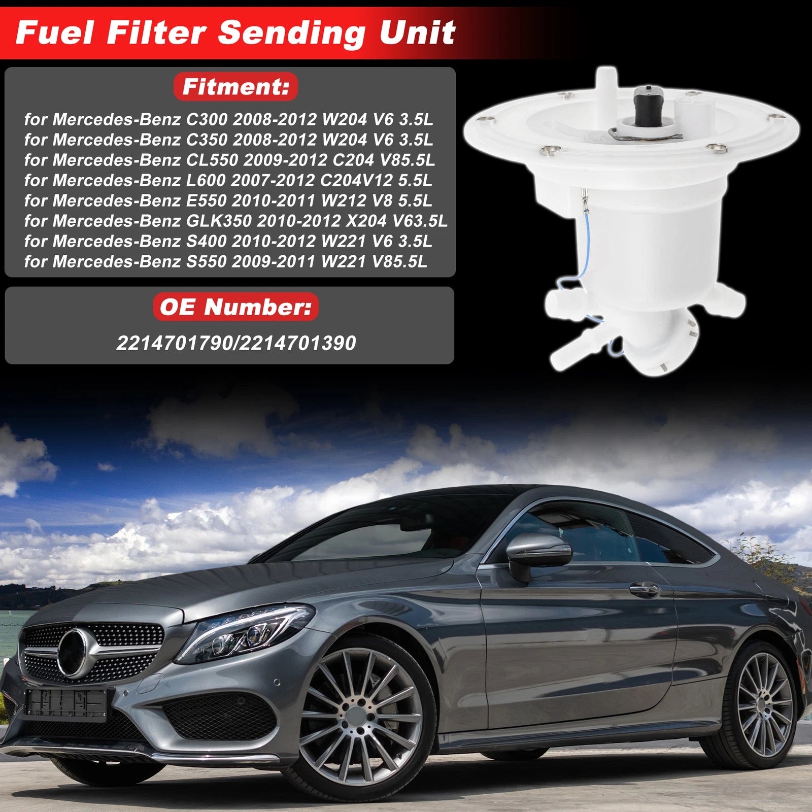 Fuel Filter Replacement for Mercedes-Benz C300 (2008–2012) Metal Plastic