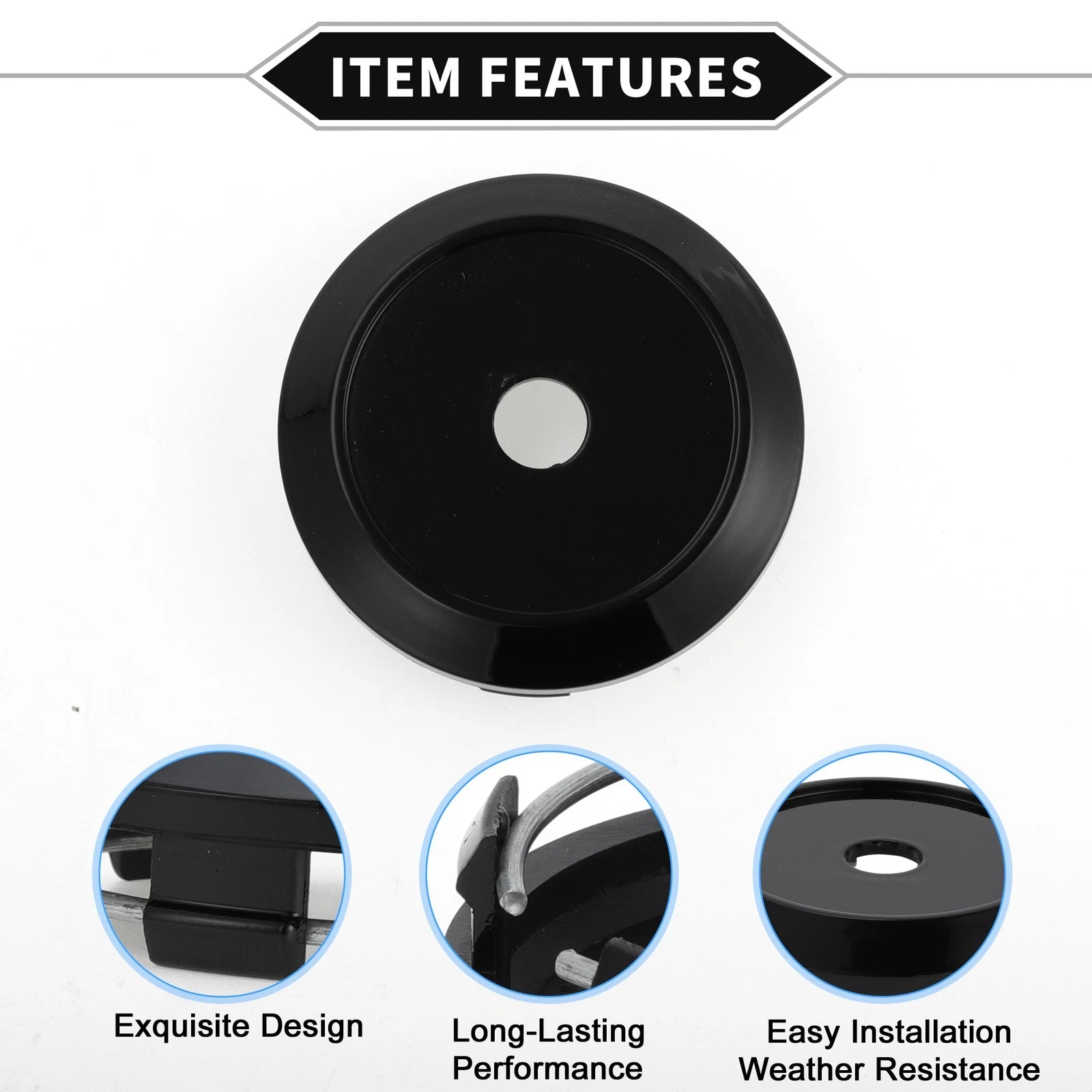 1Pc Wheel Hub Center Cap for 68mm Gloss Black