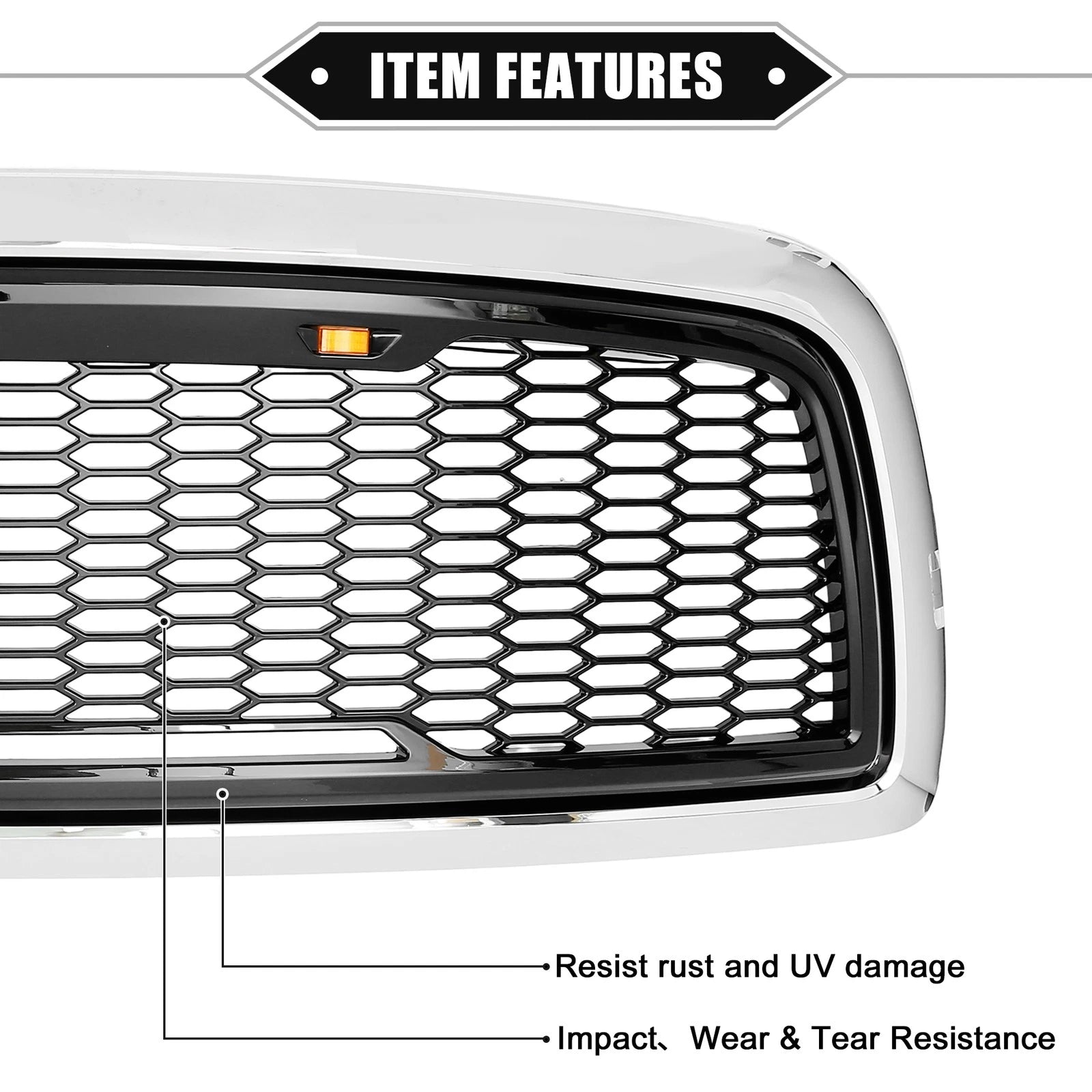 Front Grille Assembly with LED Lights for Dodge