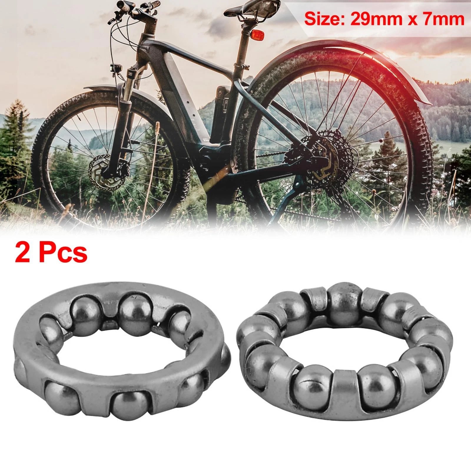 Bicycle Middle Axle Crank Bearings Set for Frame Silver Tone (2 Pcs)