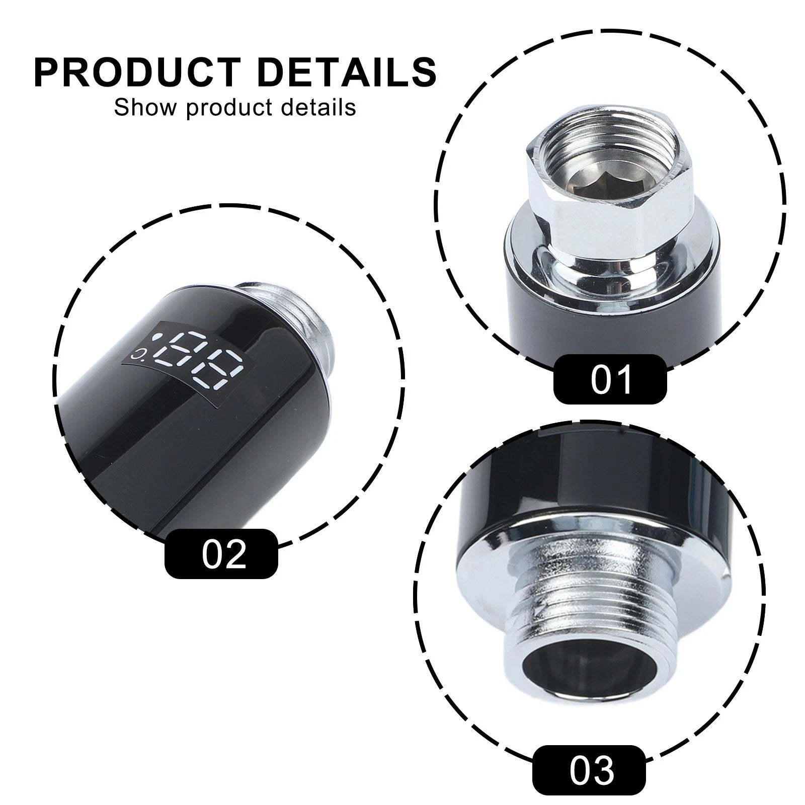 LED Thermostat Shower Head with Real Time Temperature Display
