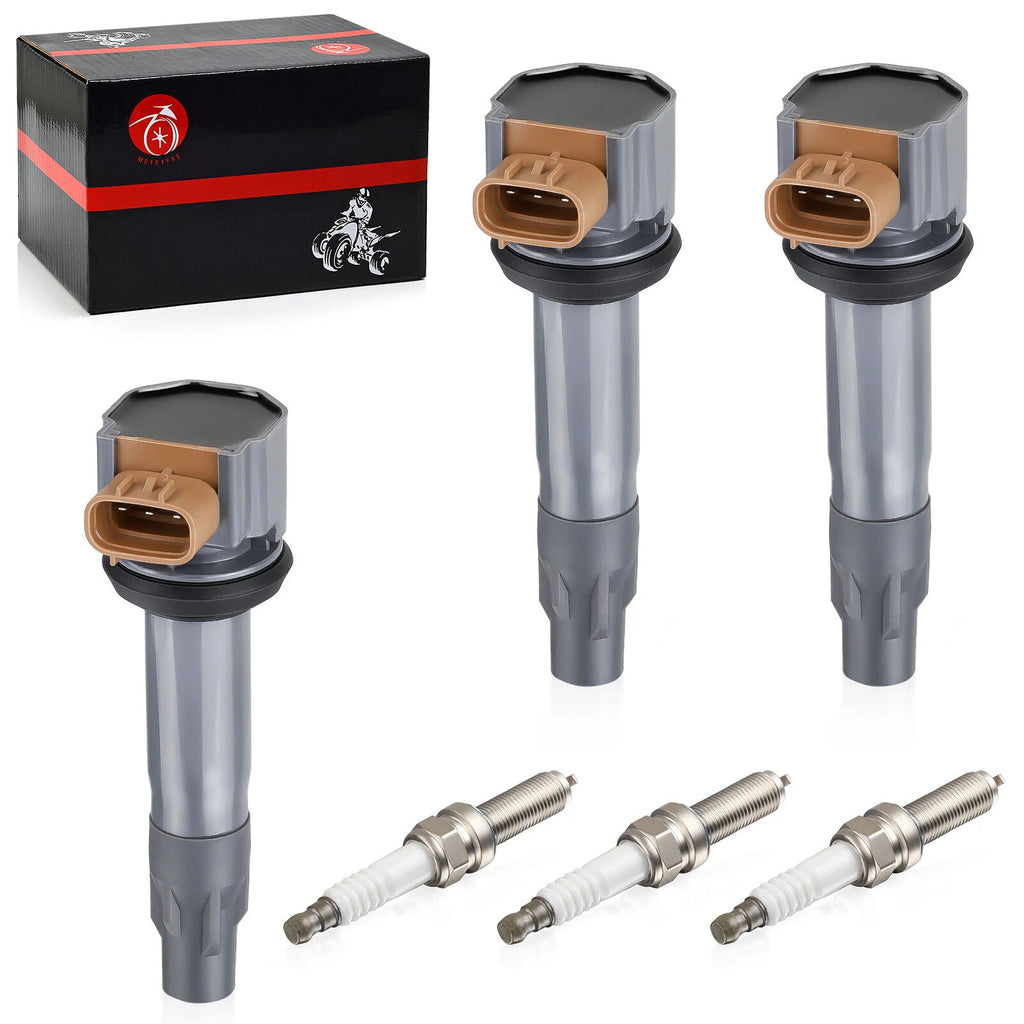 3 Pack Ignition Coil & Spark Plug for Can-Am Maverick X3 Turbo R (2017–2021)