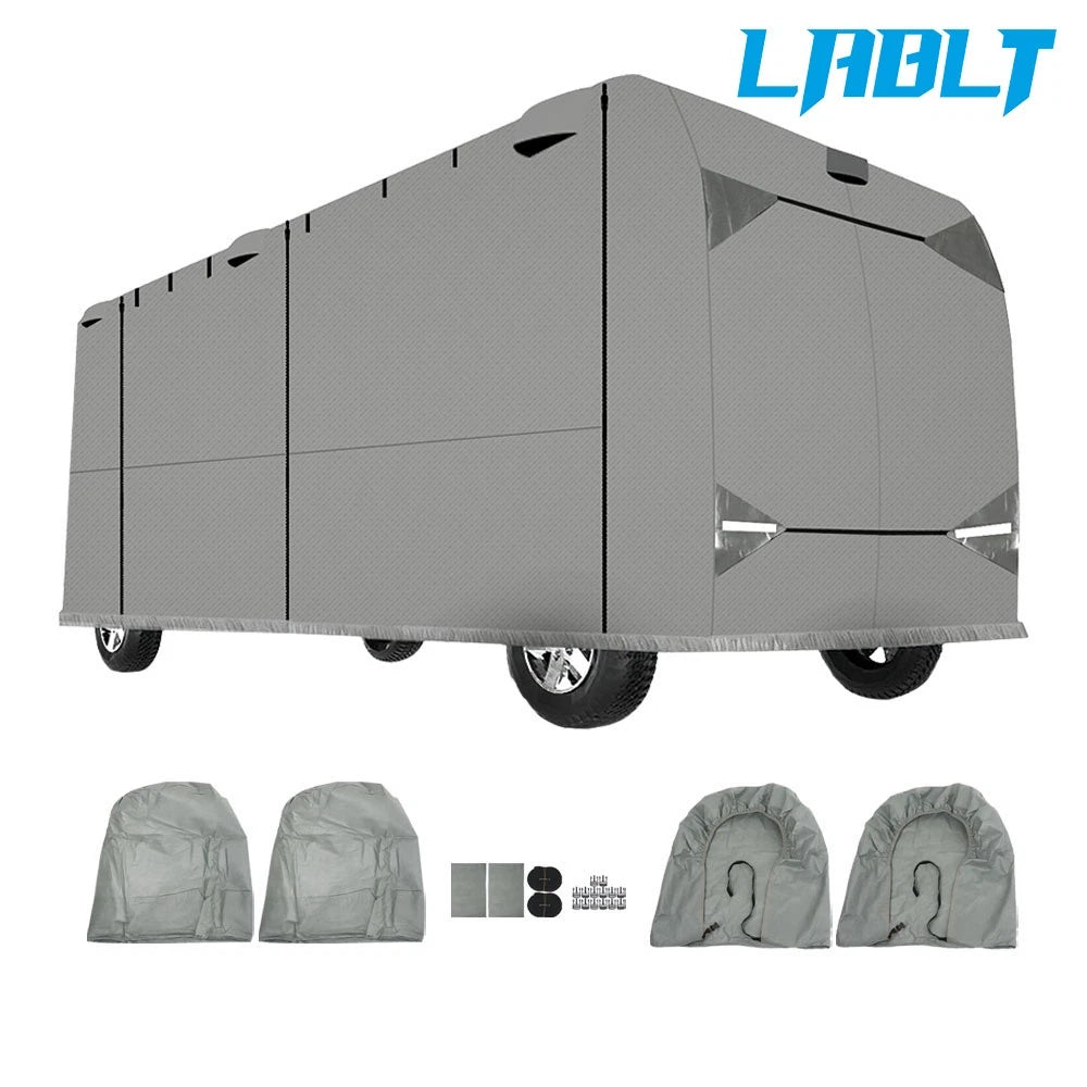 RV Cover for Class A (40'-43') with 2 Straps & 4 Tire Covers