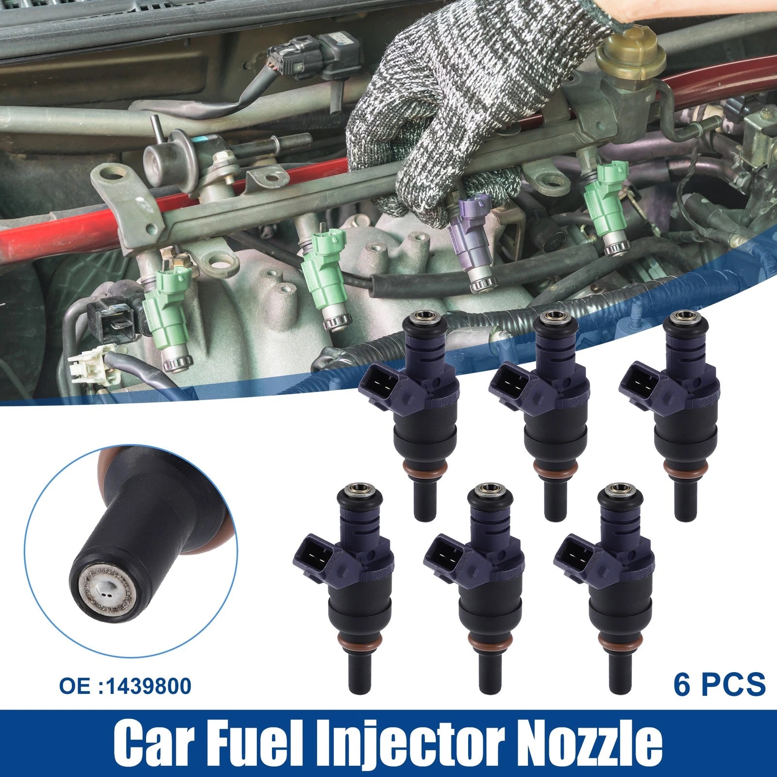 Fuel Injector Nozzle 6 Pcs Replacement for BMW 330i 530i (2001–2005)