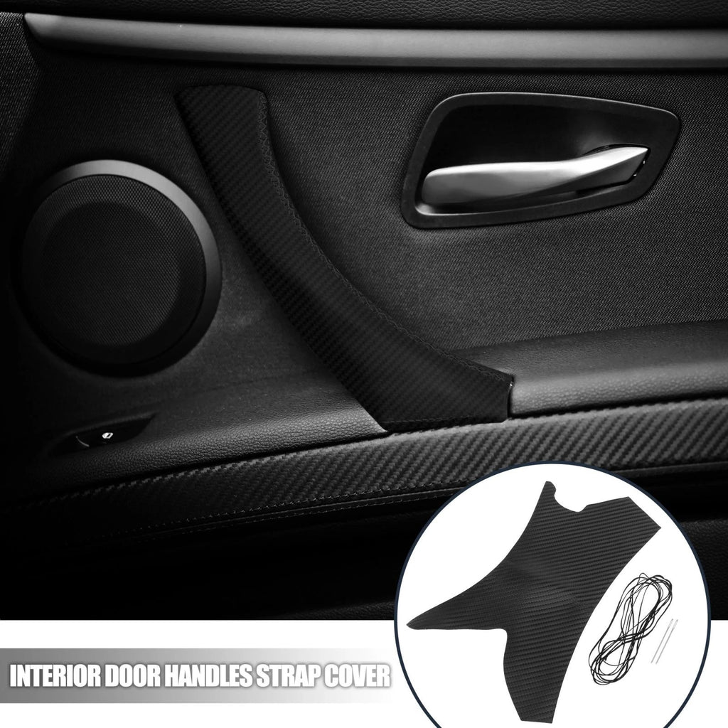 Interior Door Handle Strap Cover Carbon Fiber Pattern for BMW E90 E91 E92 (2005–2013)