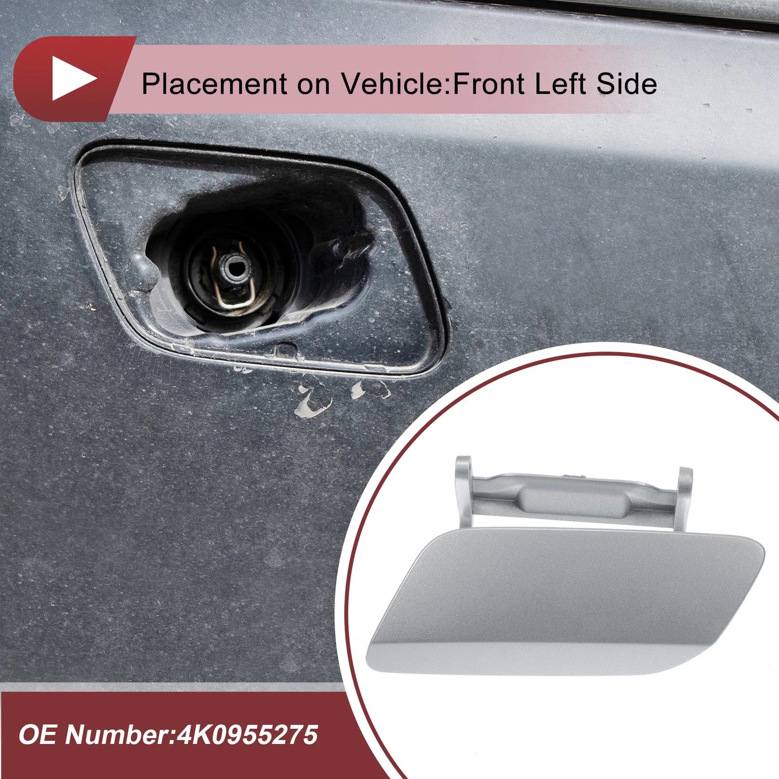 Front Left Washer Nozzle Cover Cap for Audi A6 (2019–2024) Gray