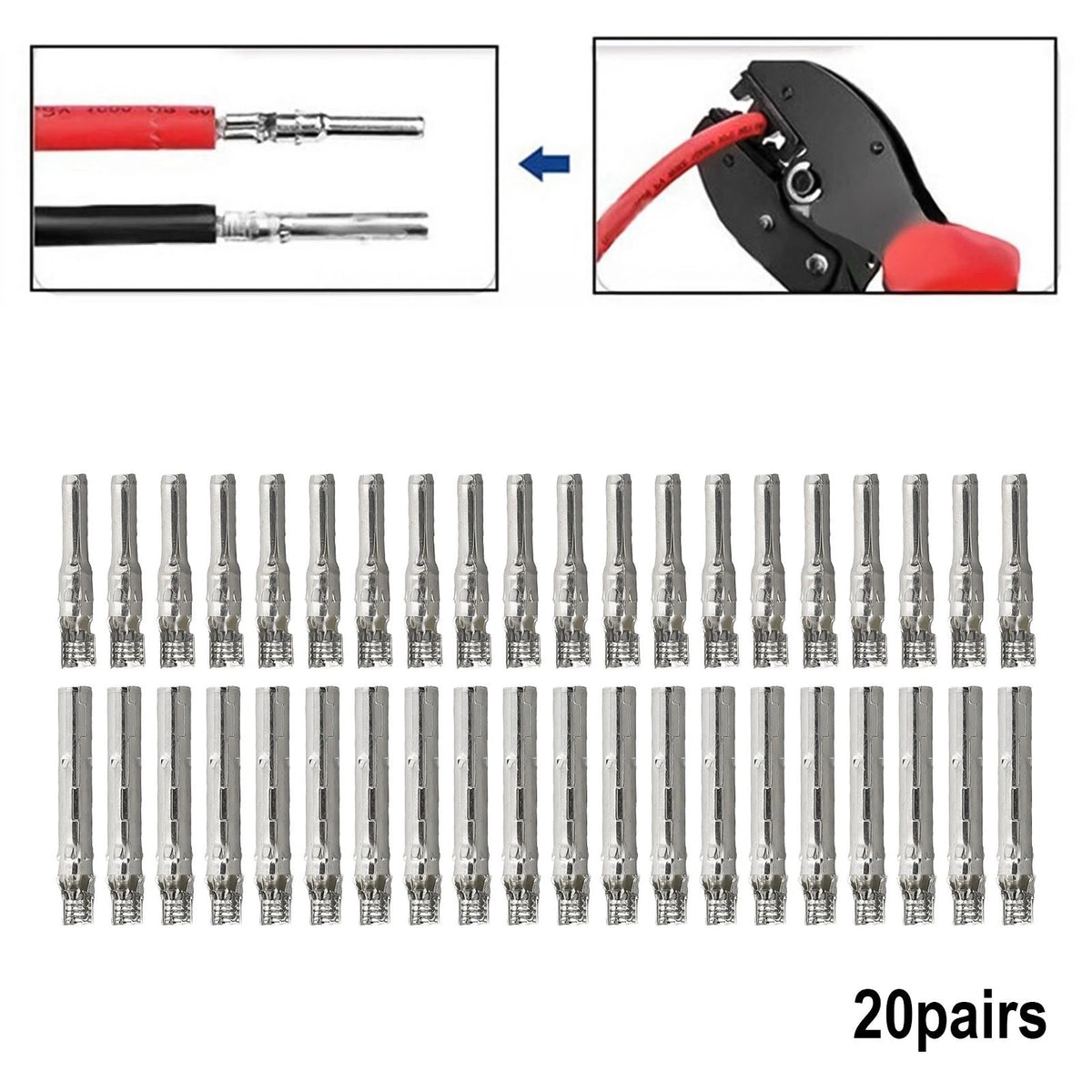 20 Pairs Metal Core Solar Connector Pins for
