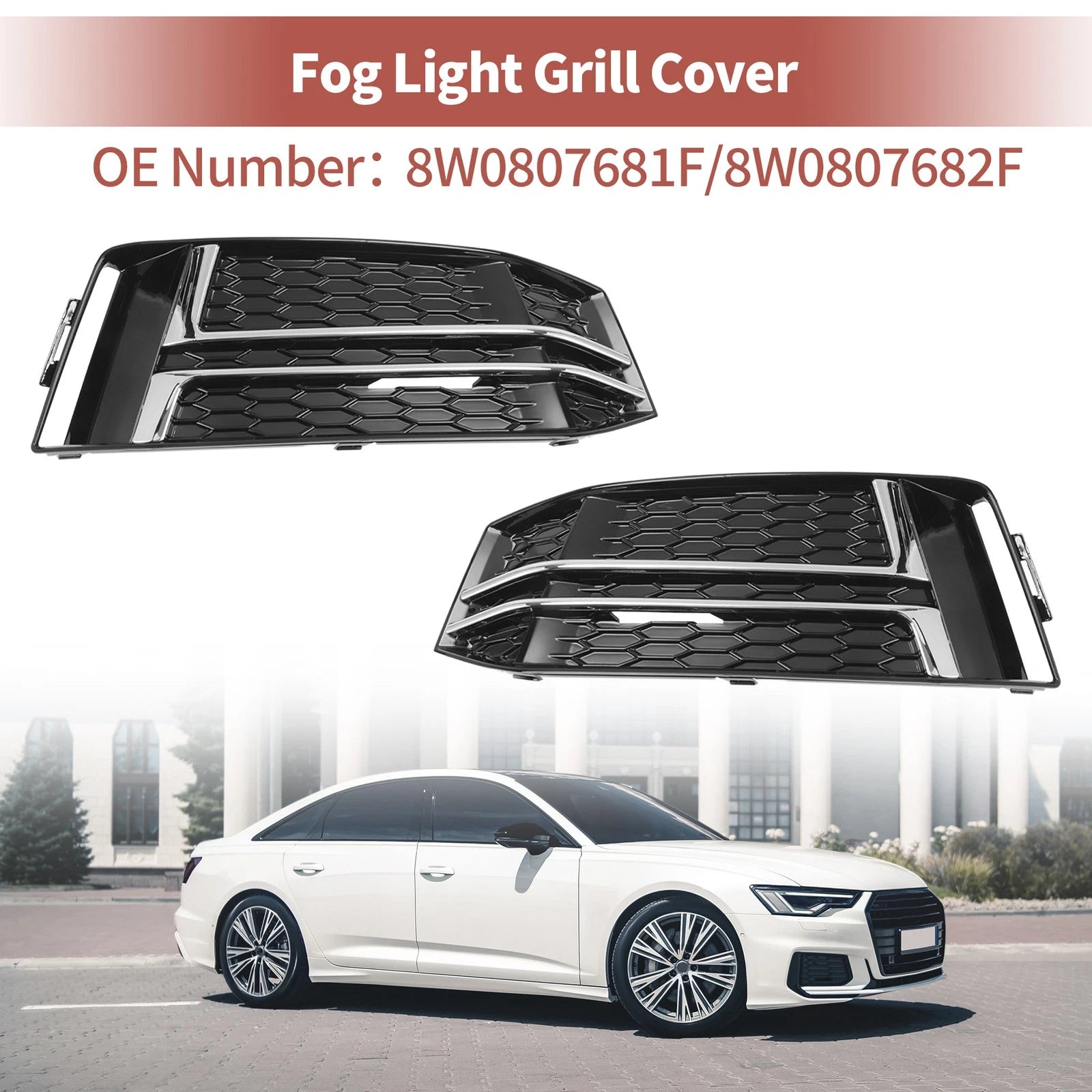 Front Fog Light Grill Replacement for Audi A4 B9 S Line (2016–2021)