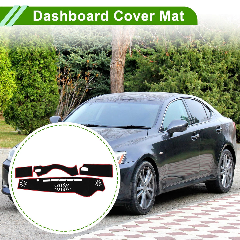 Dashboard Cover for Lexus IS 300 2013–2023 Black Red 1 Piece