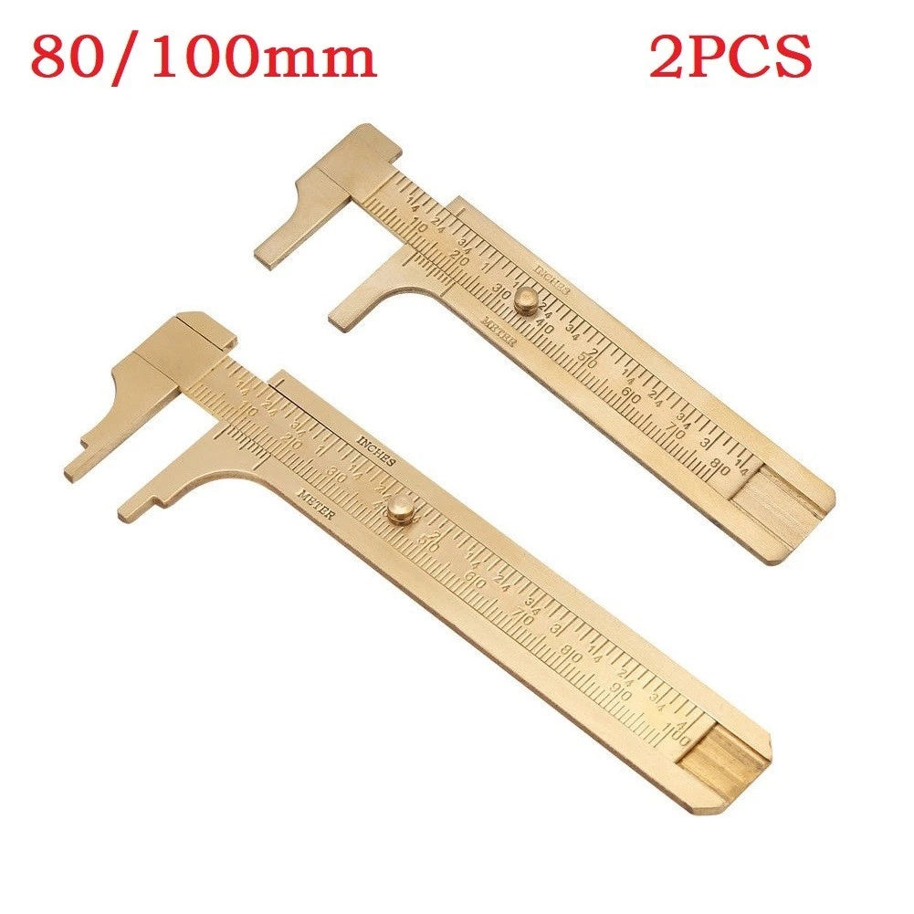 2X Brass Scale Sliding Gauge Vernier Caliper Ruler Measuring Tool