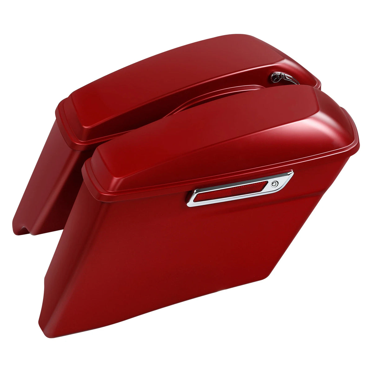 4" Stretched Saddlebags for Harley CVO Road Glide (2014–2024) Wicked Red Denim
