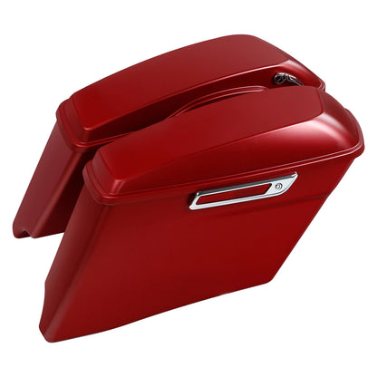 4" Stretched Saddlebags for Harley CVO Road Glide (2014–2024) Wicked Red Denim