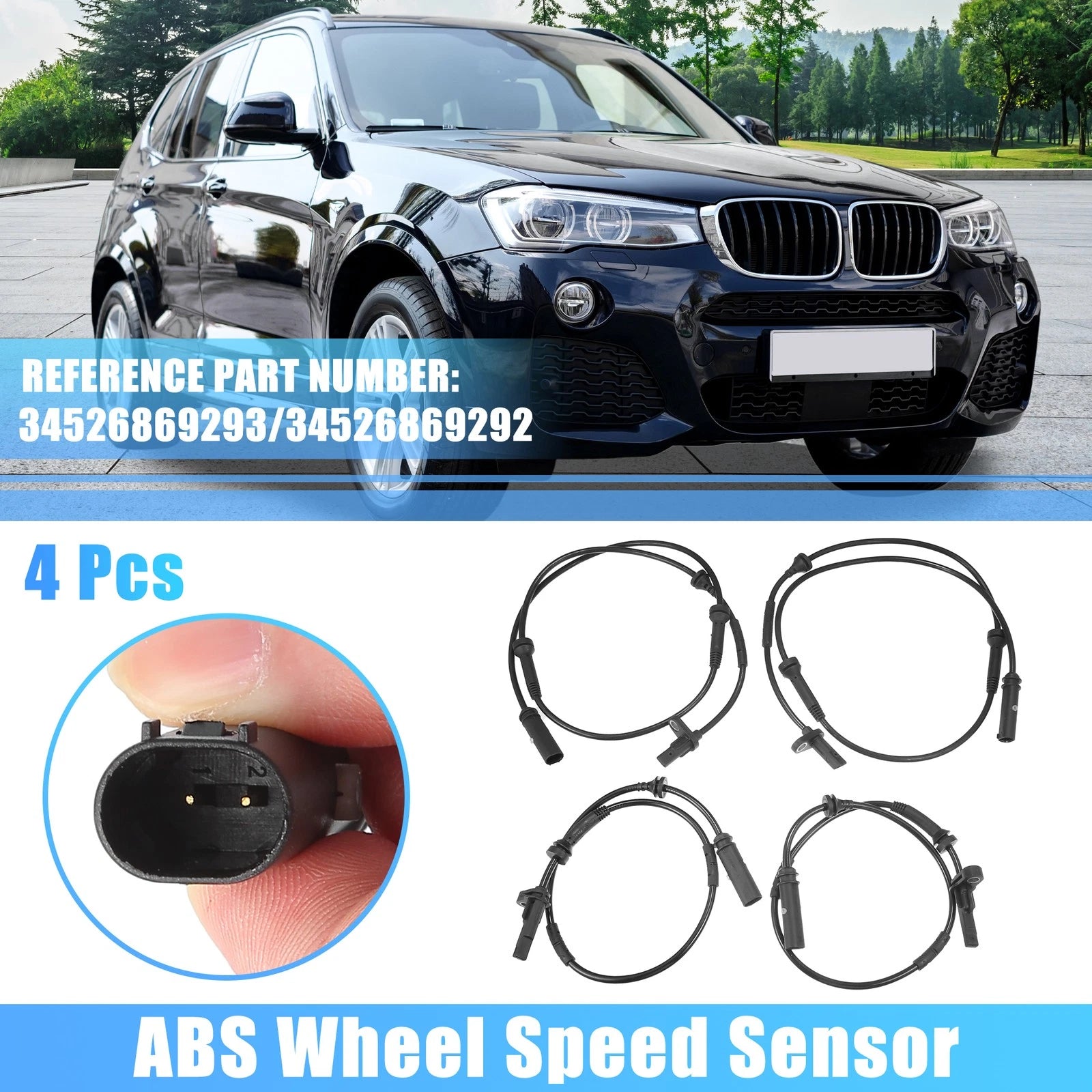 ABS Wheel Speed Sensor Front Rear Left Right Set for BMW X4 (2015–2022)