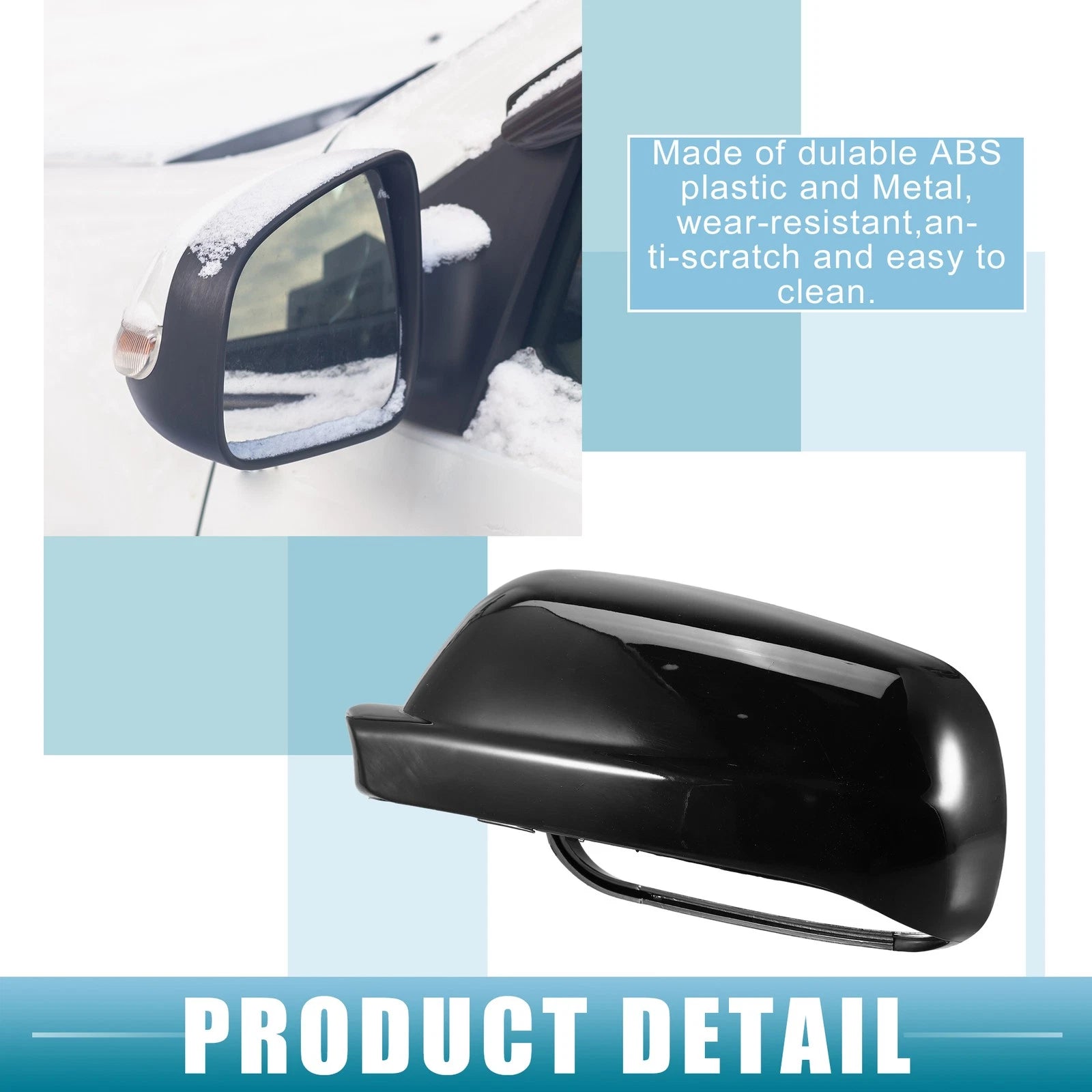 Pair Rearview Mirror Cover Replacement Glossy Black for Volkswagen Jetta (2011–2018)