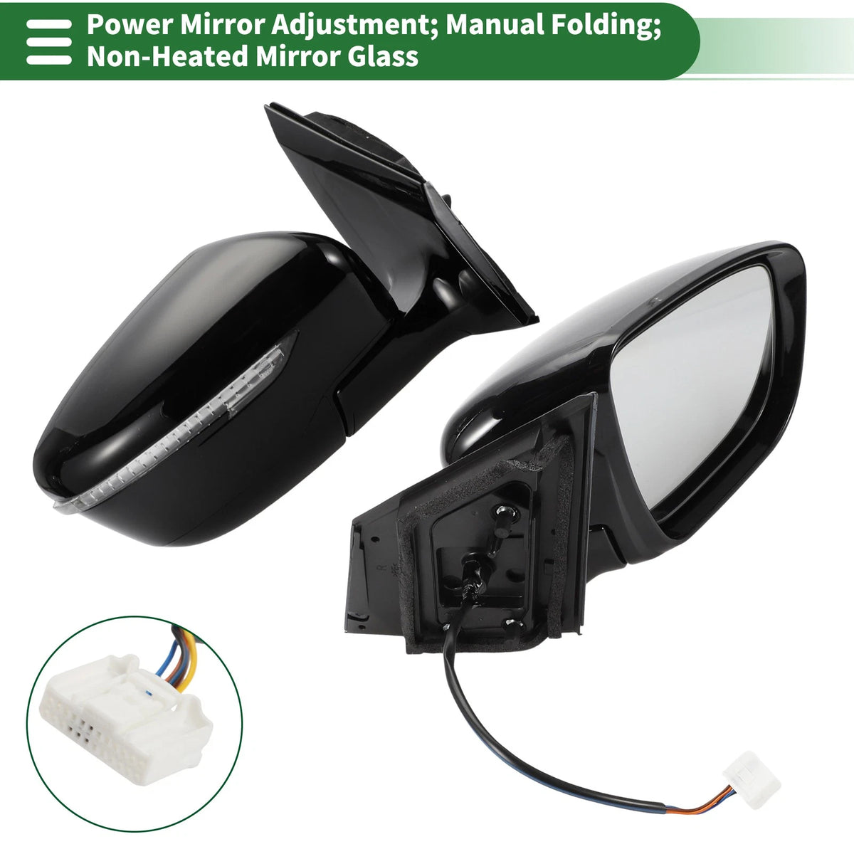 Right Side Door Mirror for Nissan Murano (2015–2020) Manual Folding Black