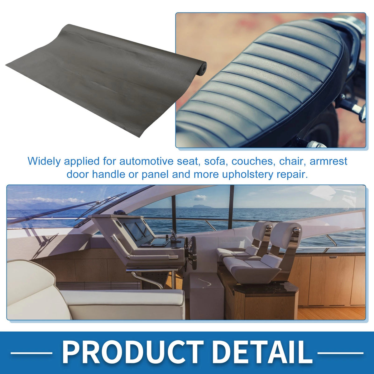 Self Adhesive Leather Repair Patch Tap for Car Seat Sofa (35" x 158", Dark Gray)