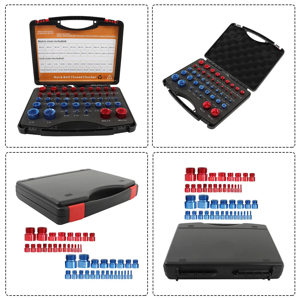 44 Pcs Nut and Bolt Thread Checker for 23 Inch & 21 Metric Specifications