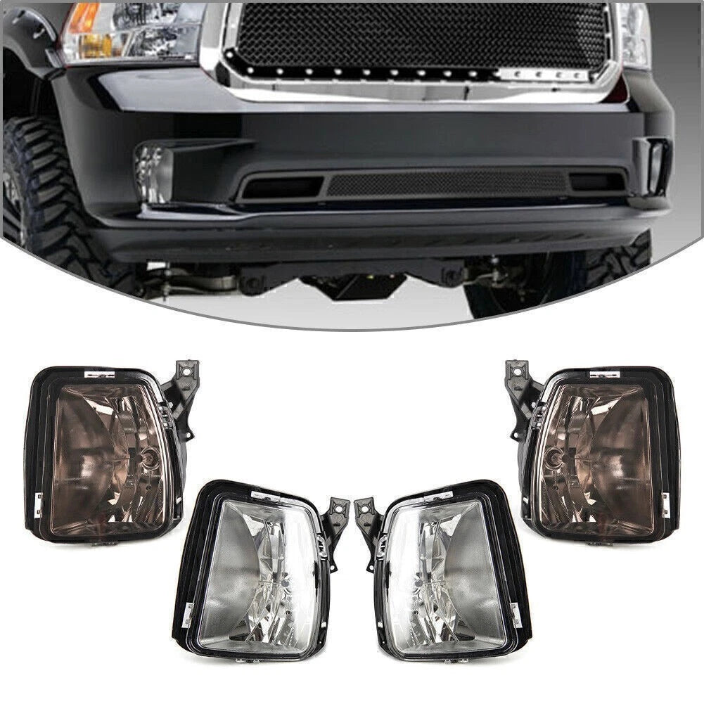 Clear/Black Front Fog Light Lamps LH+RH for Dodge RAM 1500 (2013–2017)