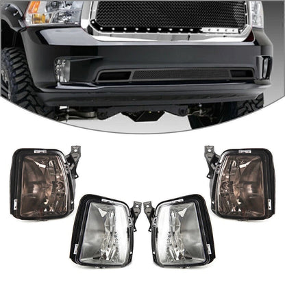 Clear/Black Front Fog Light Lamps LH+RH for Dodge RAM 1500 (2013–2017)