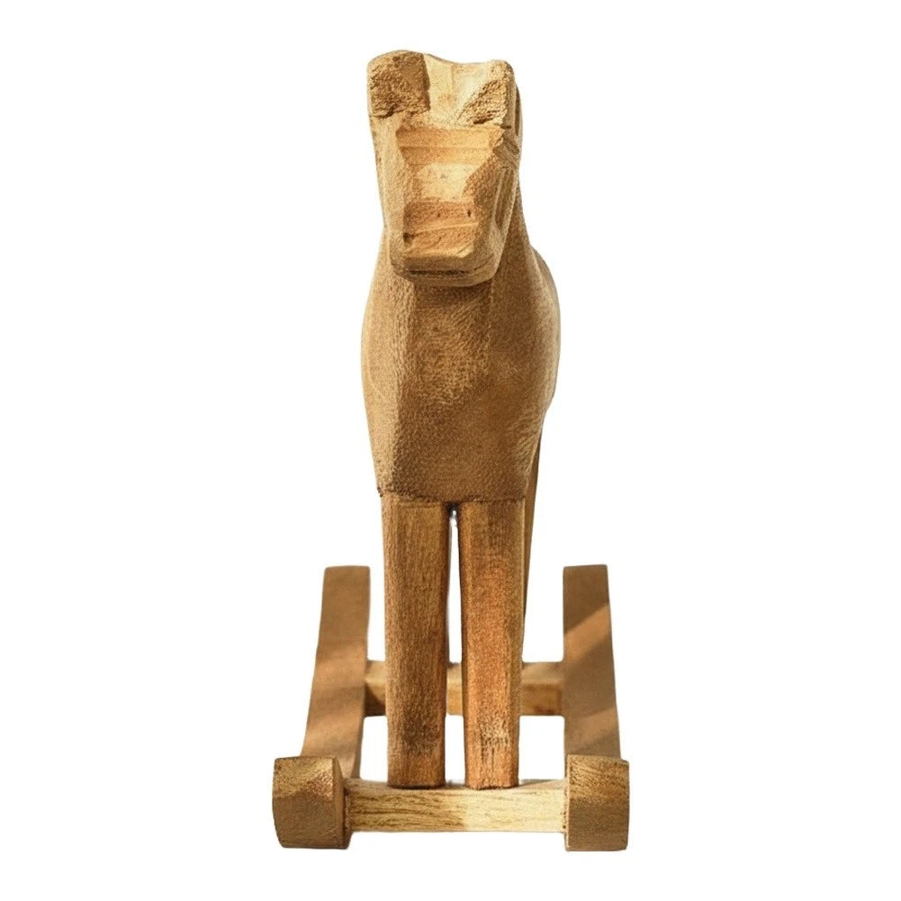 Wooden Rocking Horse Table Decor for Home and Office Spaces