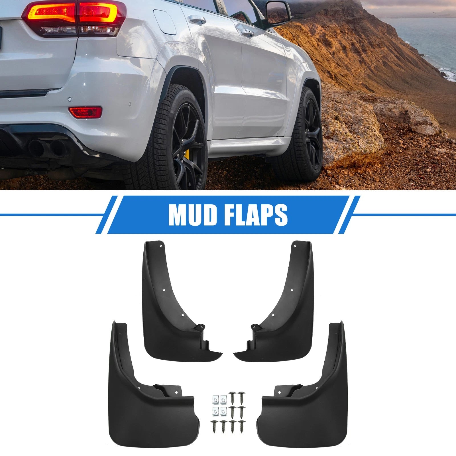 Car Mud Flaps Kit for Ford Explorer 2011–2019 Black Front Rear Splash Guards