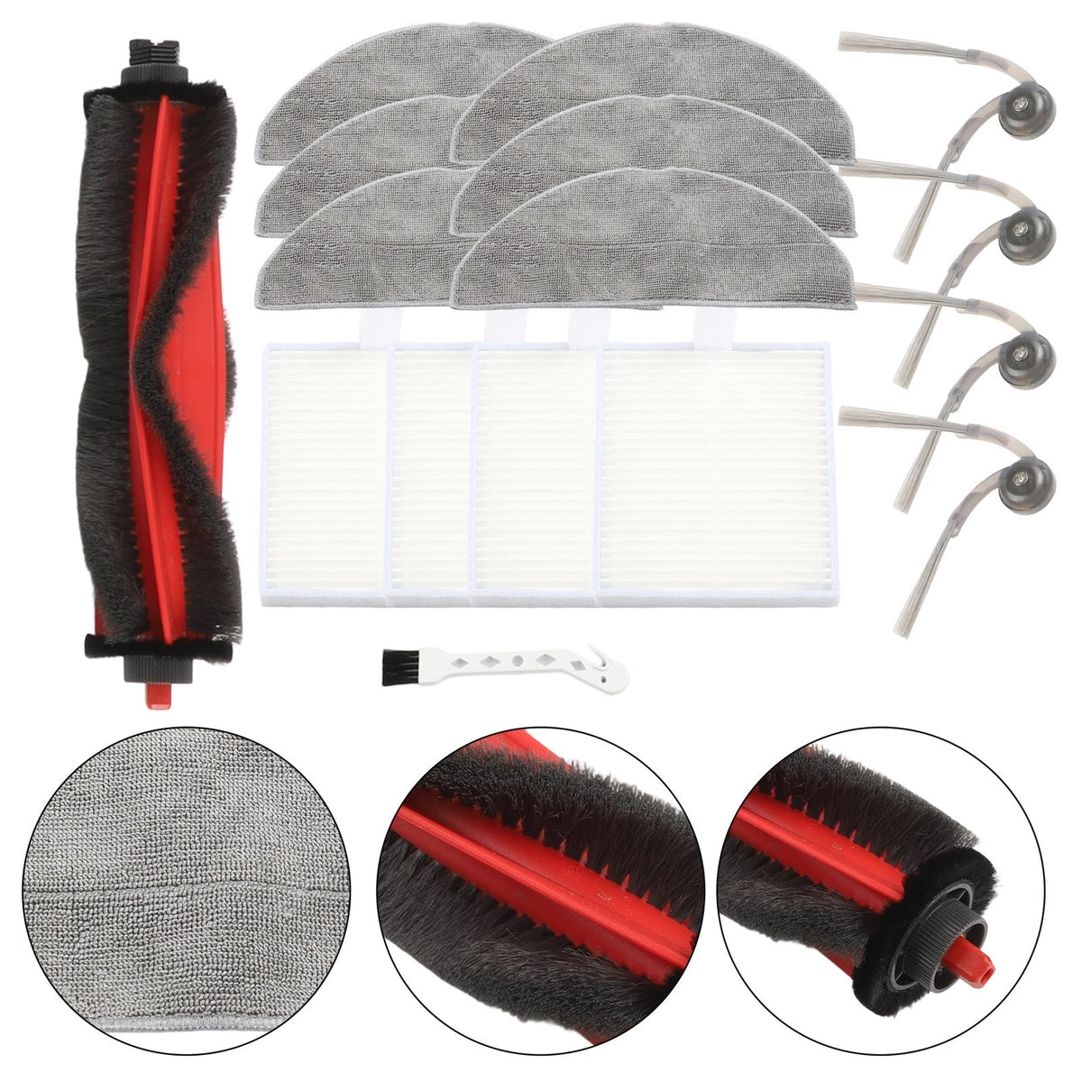 Set of 4 Mop Cloths and Side Brushes for Roborock Q7 M5