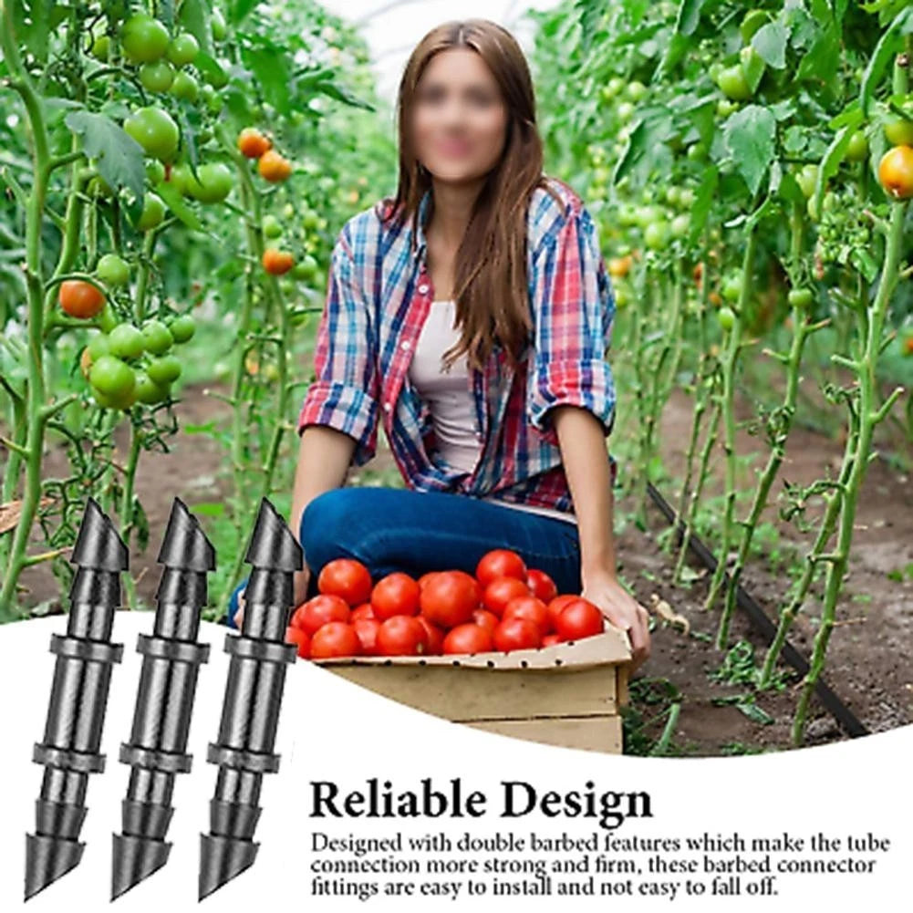 100 Pieces 1/4 Inch Barbed Connectors for Drip Irrigation