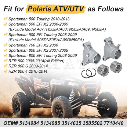 Left & Right Rear Wheel Carriers w/ Bearings Kit for Polaris RZR 4 800 (2010–2014)