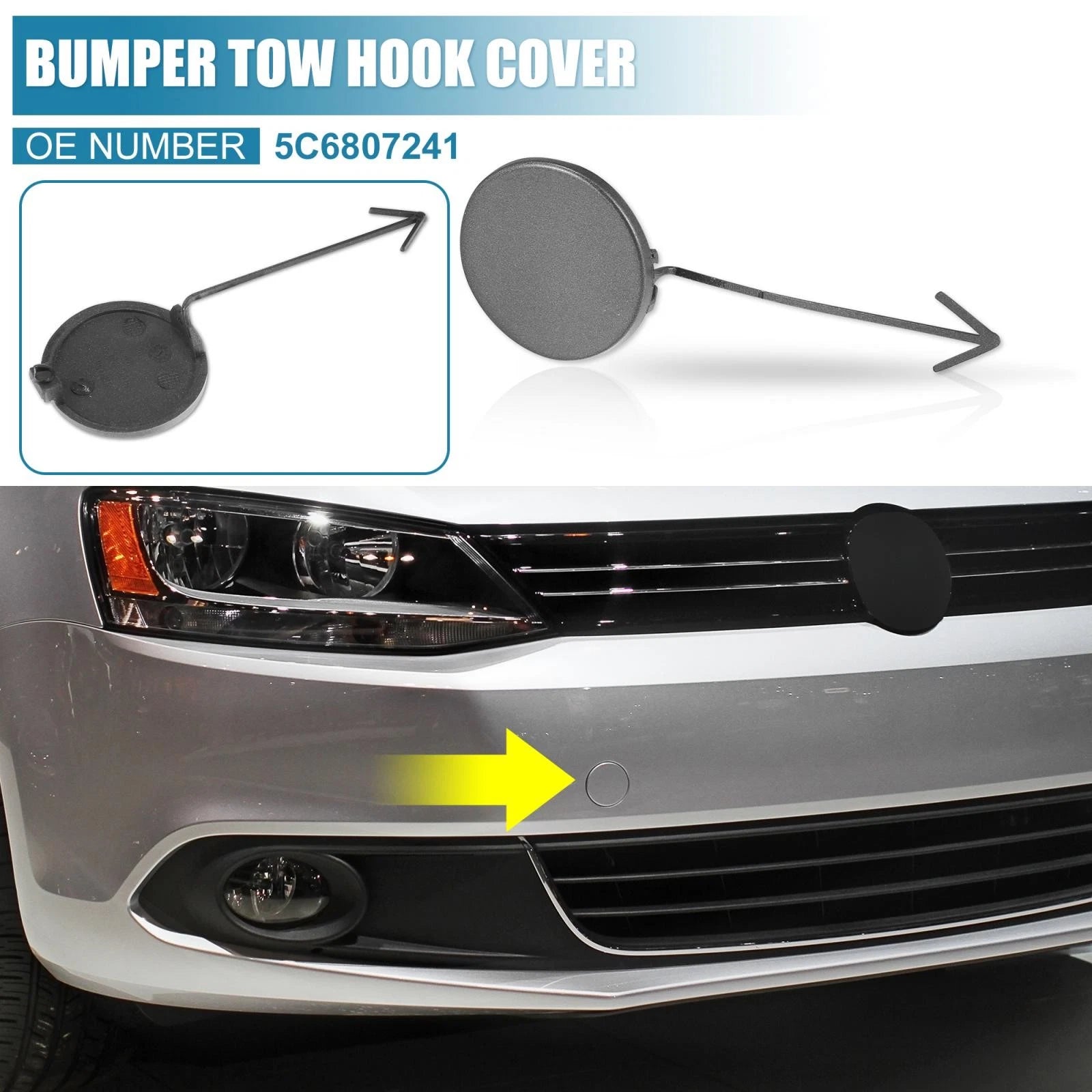 Front Bumper Tow Hook Cover Replacement for Volkswagen Jetta (2012–2014)