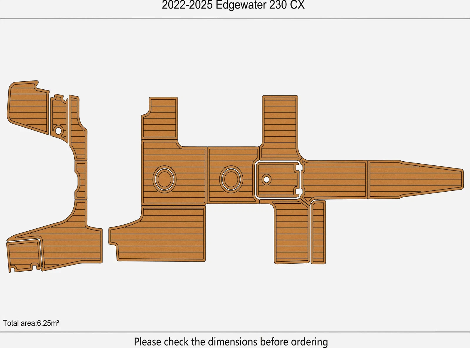 EVA Pads for Edgewater 230 CX (2022–2023) Swim Platform Cockpit Mat