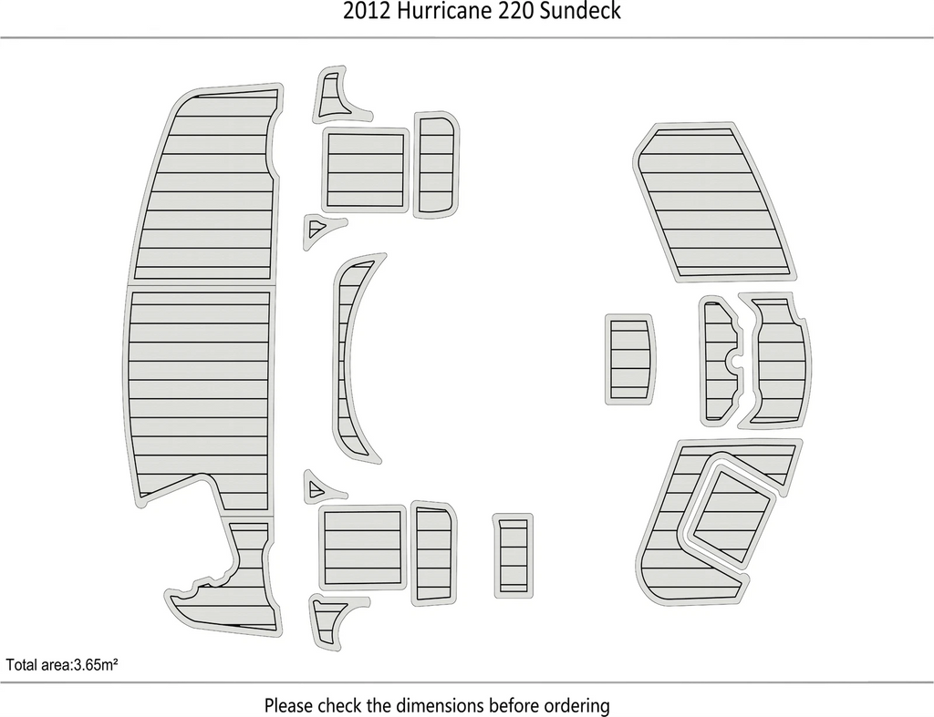 EVA Pad Swim Platform Cockpit Flooring Mat for Hurricane 220 Sundeck (2012)
