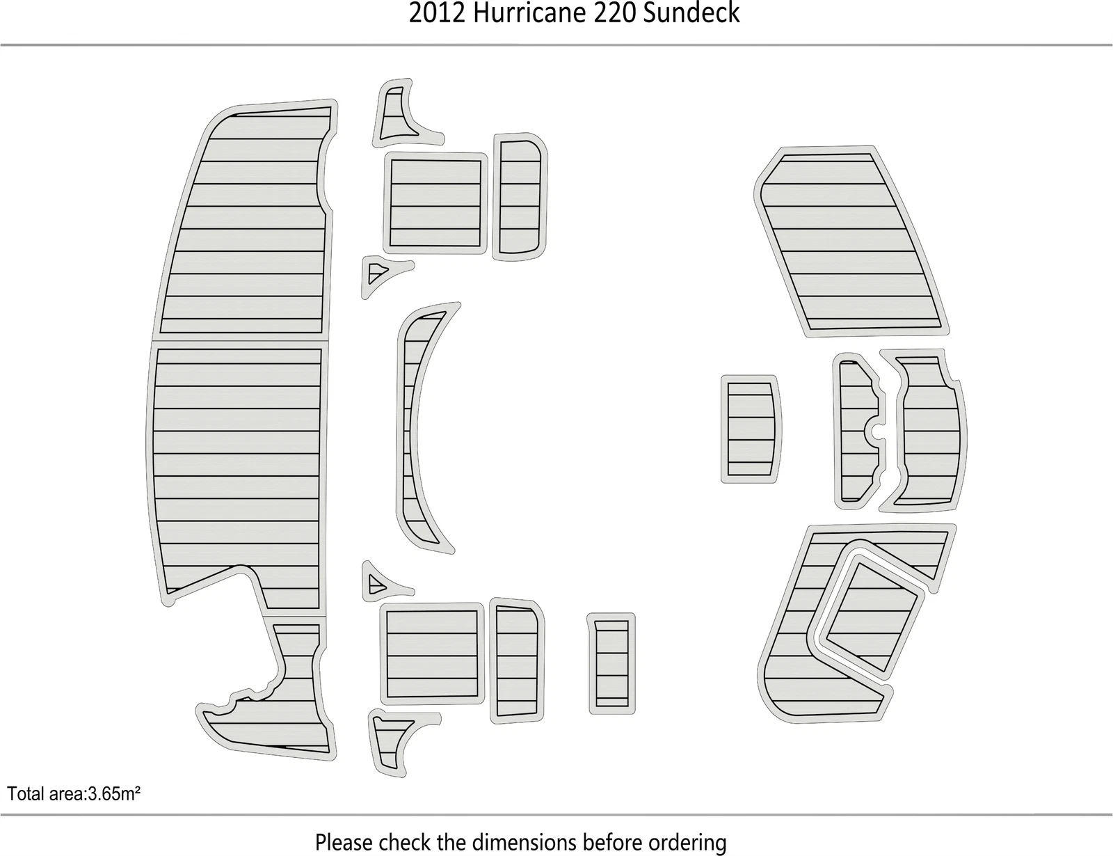 EVA Pad Swim Platform Cockpit Flooring Mat for Hurricane 220 Sundeck (2012)