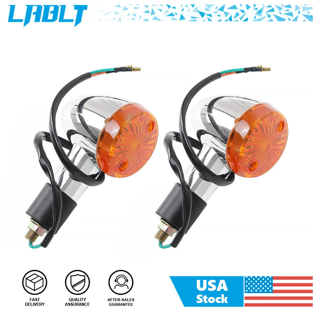 2X Front Rear Turn Signal Blinker Indicator Light for Motorcycle (Amber Chrome)