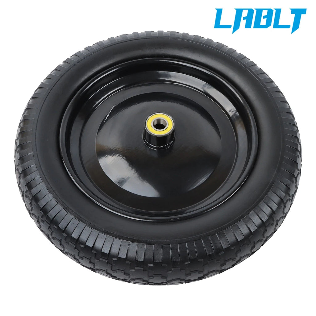 1 Pc Solid Tire and Wheel for Wheelbarrow (14.5"×4.00-8, 1" Axle)