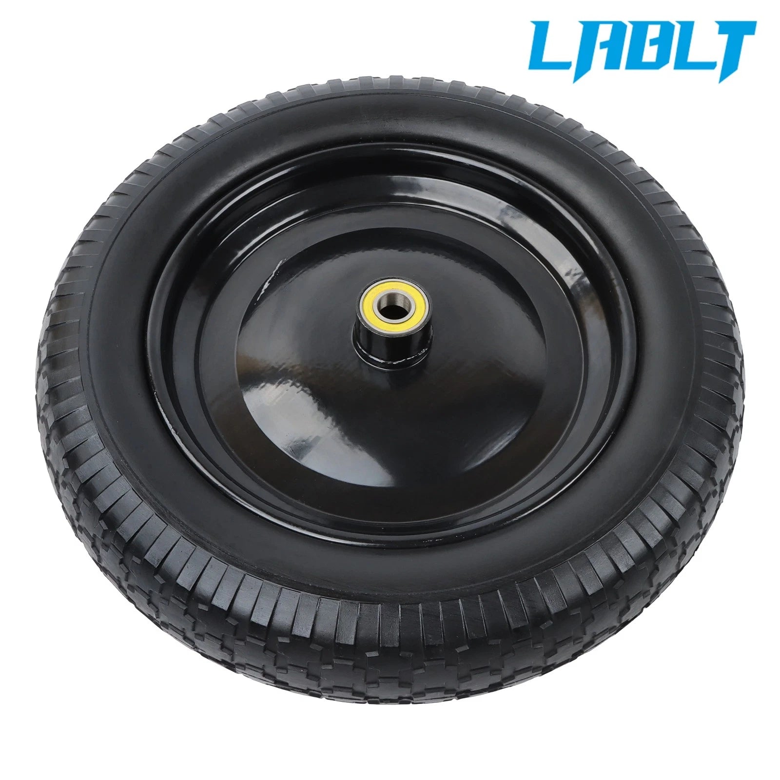 1 Pc Solid Tire and Wheel for Wheelbarrow (14.5"×4.00-8, 1" Axle)